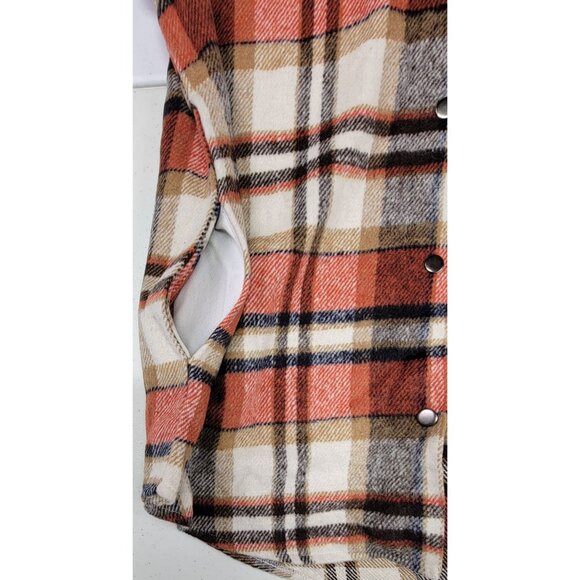 Blue B Shacket Plaid Button-Down Shirt  Jacket Rust Brown Flanne  Womens Lg New - Picture 6 of 10